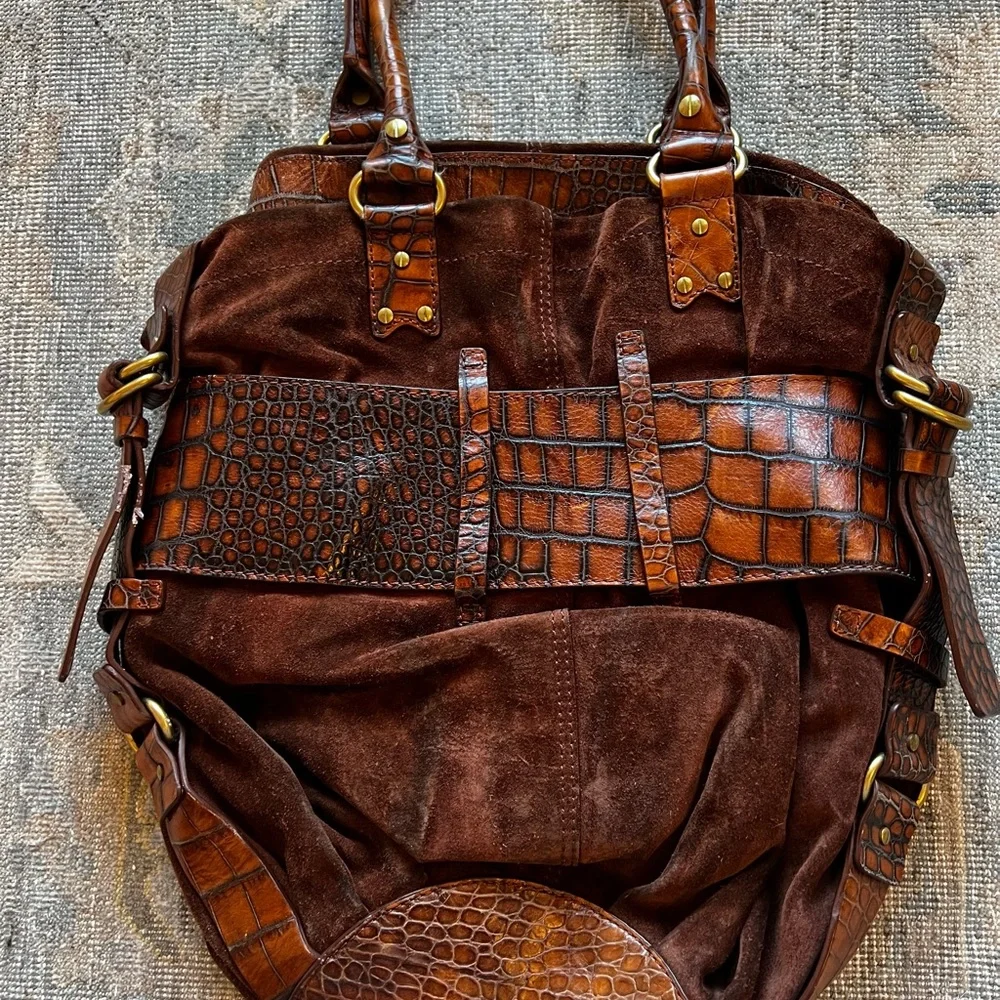 CLEANING OUT: Cole Haan G Series Leather Reptile Embossed Bag Shoulder Tote Bag - Picture 3 of 4